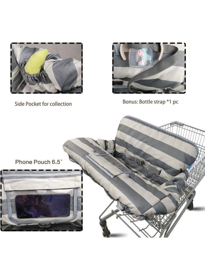 DODO NICI Shopping Cart Cover for Baby boy Girl, Grocery Cart Cushion Liner, Infant High Chair Cover,Grey Strip - Image 3